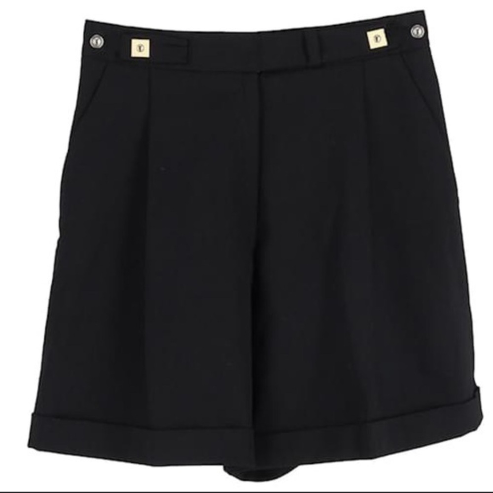 Diane Von Furstenberg Black High-Waist Tailored Shorts